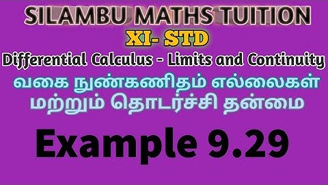 TN11th Maths|Example 9.29|Differential Calculus Limits and Continuity|Chapter 9|Tamil,English medium