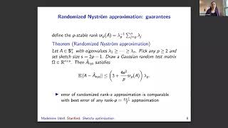 1W-Minds: January 19,  Madeleine Udell: Low rank approximation for faster optimization
