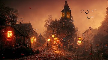 Halloween Ambience 🎃 Abandoned Haunted Town, Spooky Sounds, Relaxing Halloween Music