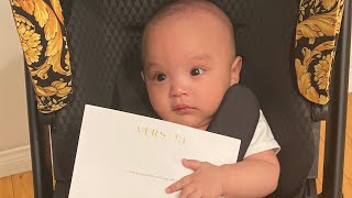 Baby Tiger 🐯 nhận quà mới Daddy tặng. Versace Stroller for baby.