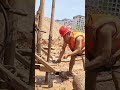 Heavy Mud Drilling Rig Operation On Busy Construction Site