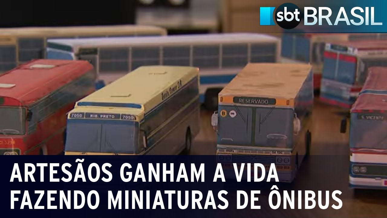 Artesãos ganham a vida fazendo miniaturas de ônibus | SBT Brasil (13/01/24)