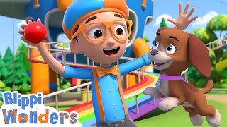 new blippi learns why dogs wag their tails blippi wonders educational videos for kids