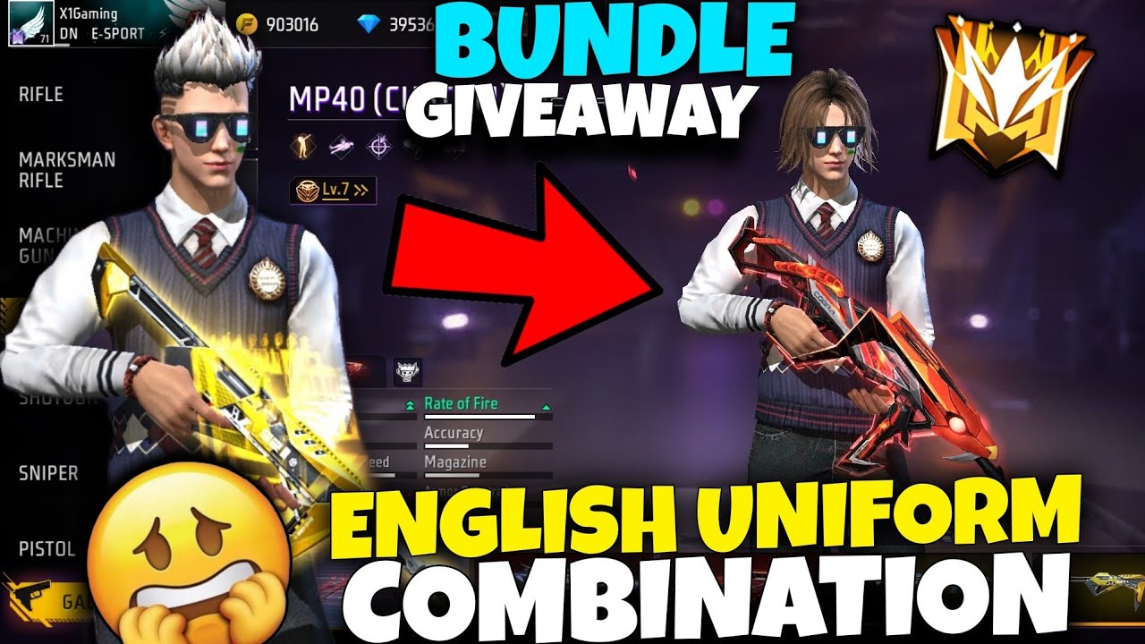 FF New Bundle Combination❣️ English Uniform Bundles Combination Flash Sales bundle Combination