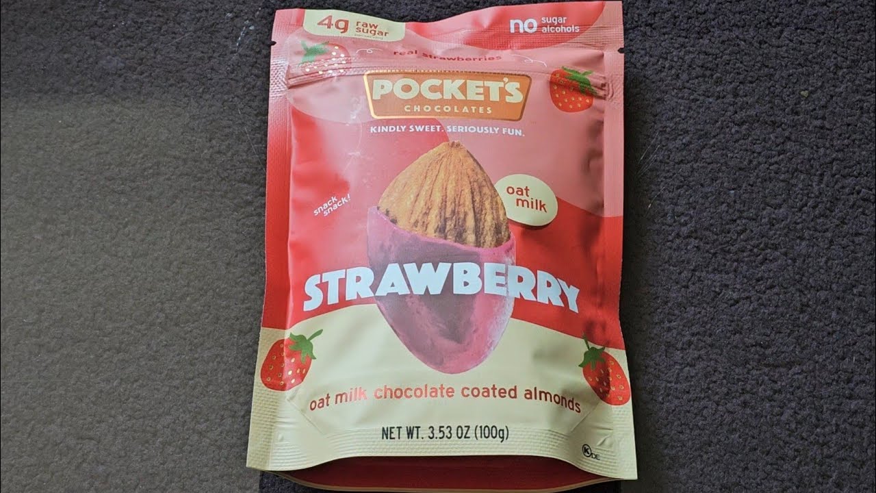 Costco Item Review Pocket's Chocolates Oat Milk Chocolate Covered Almonds Strawberry Taste Test