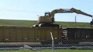 unloading railroad ties