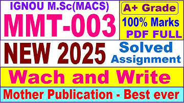 MMT 003 solved assignment 2025 in English || mmt 003 solved assignment 2025 || ignou mmt003 2025
