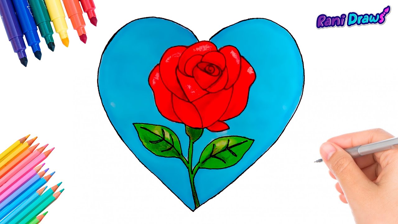 CÓMO DIBUJAR UNA ROSA PASO A PASO - Dibujo fácil y hermoso de flor 🌹