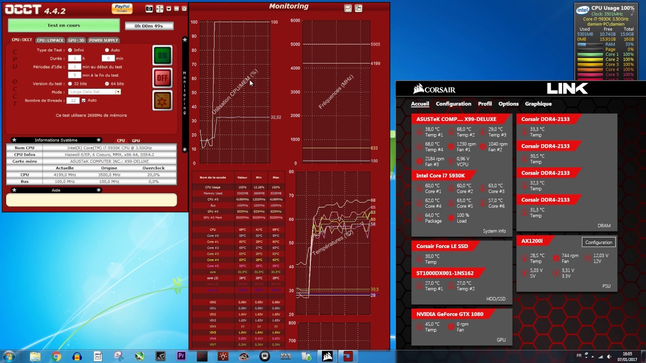 test temperature AIO corsair h100i  vs be quiet silent loop 280