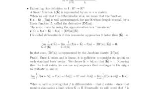 Math 23a. Week 11, Video 1: Definition of the Derivative, Proving Differentiability (11.1-11.2)