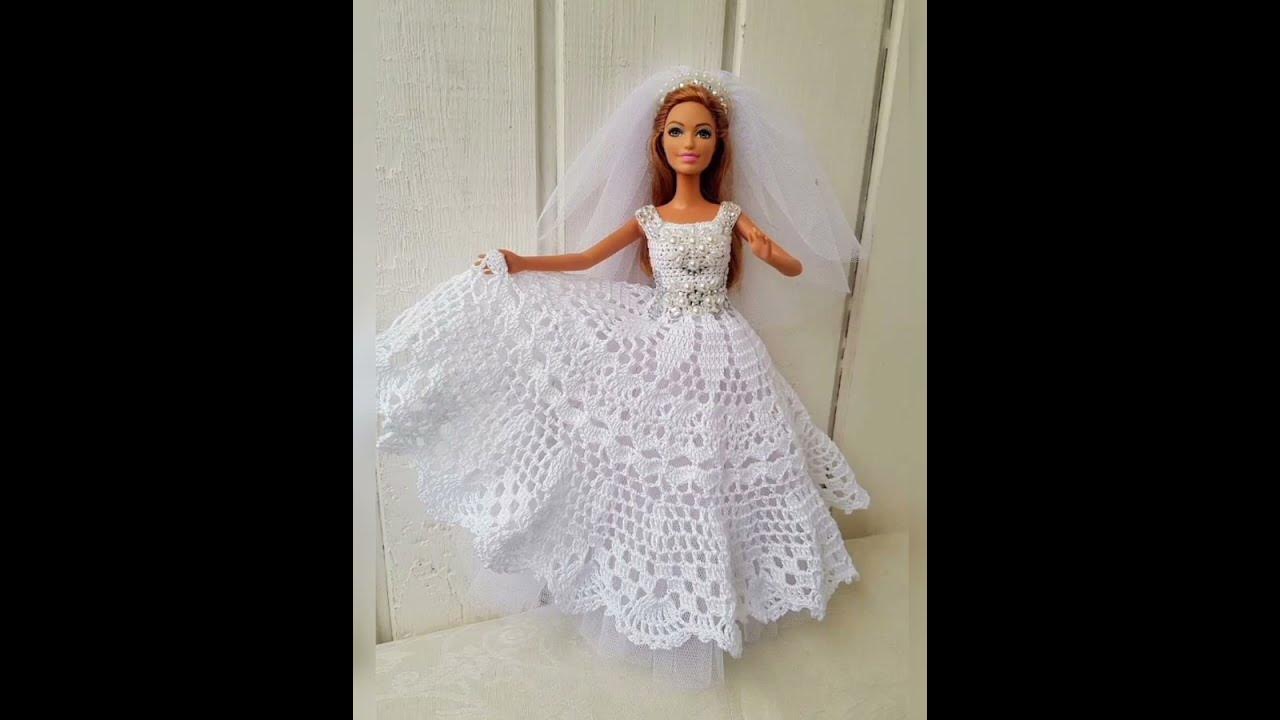 Crochet bride/wedding dress for Barbie (Portuguese/Spanish