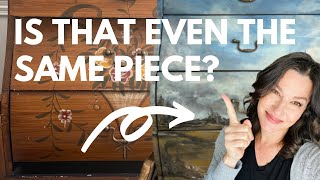 Let's thrift a dresser at a new store and paint it pretty! Learn how to paint a scene on furniture!