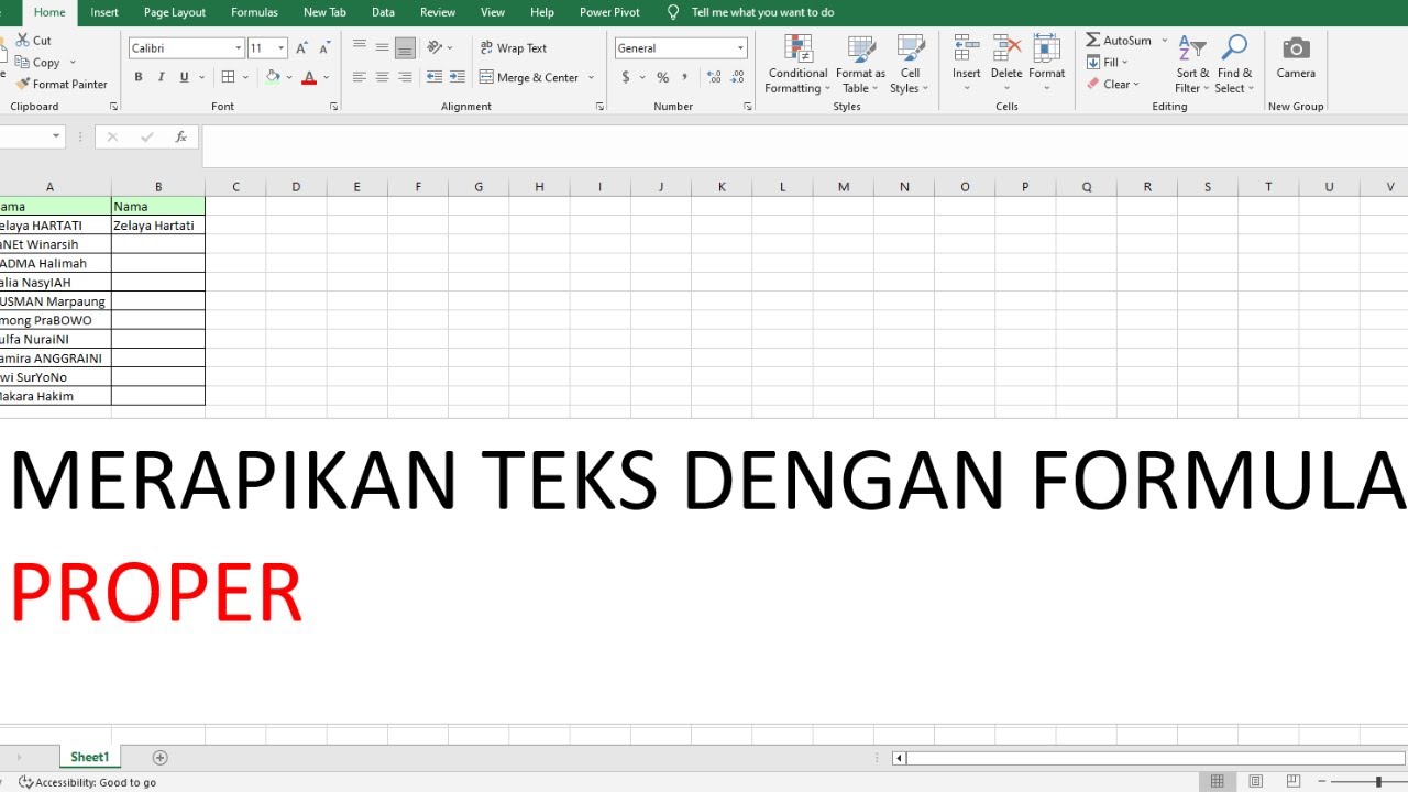 Formula Teks S2E20: Merapikan Teks Huruf Besar Dan Kecil Dengan Formula Proper - YouTube