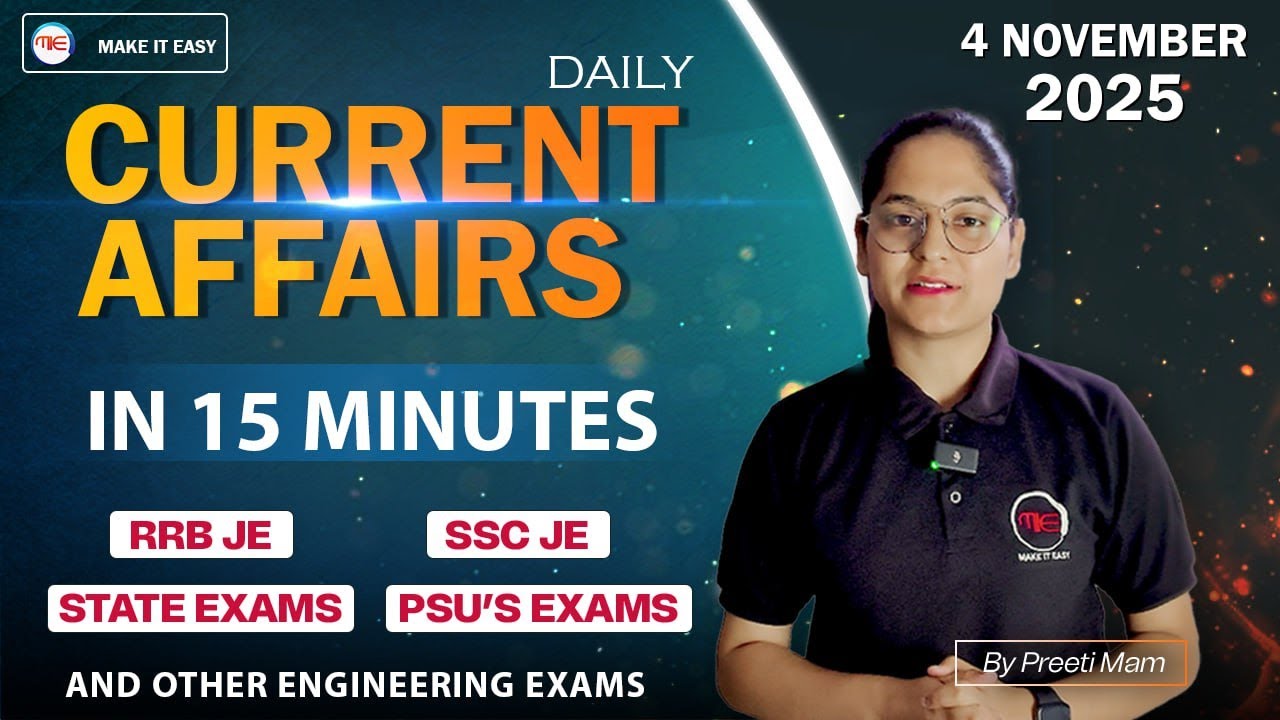 4 november Current Affairs | Daily Current affairs for SSC JE 2025 ...