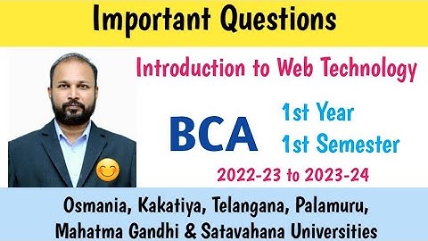 Introduction to Web Technology | Important Questions 2023 | BCA 1st Sem | Degree OU KU PU TU MGU SU