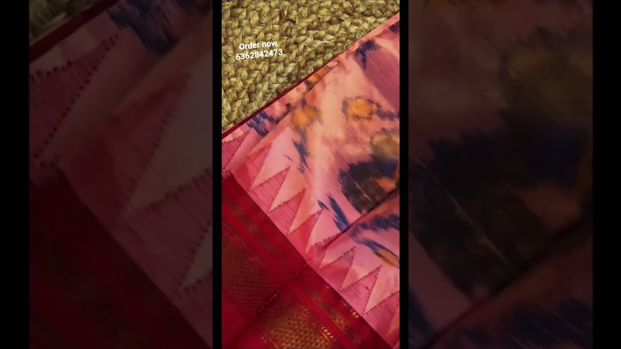 Ikkat design pure silk Ilkal saree with contrast blouse piece