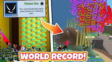 Using 100 Gifted Vicious Bees to Beat the Stump Snail World Record! (Bee Swarm Simulator)