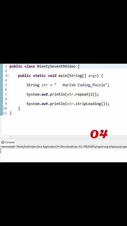 String functions - repeat ( ) and stripLeading ( ) : Java. - YouTube