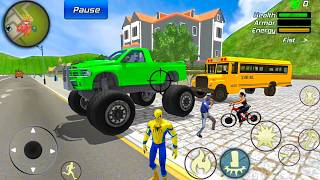 Spider Rope Hero Gangster Crime - Monster Truck & School Bus Driving - Android Gameplay screenshot 4