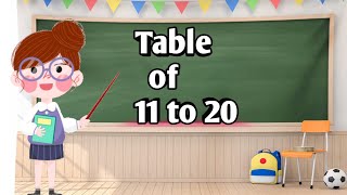 Tables 11 to 20 , Multiplication Tables , kids learning video  , 11 to 20 Multiplication Tables