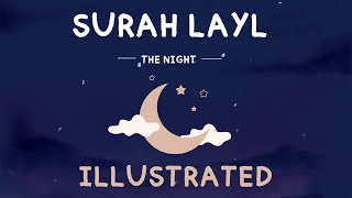 Surah Layl (Illustrated) | Soothing Quran Recitation by Ridjaal Ahmed | Animated Tafseer