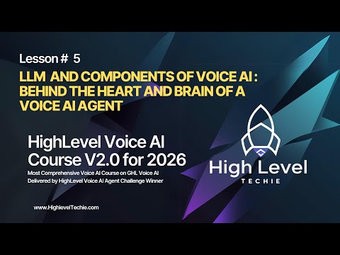HighLevel Voice AI Course: Lesson 5: LLM & Components of Voice AI | The Brain Behind Voice AI Agent