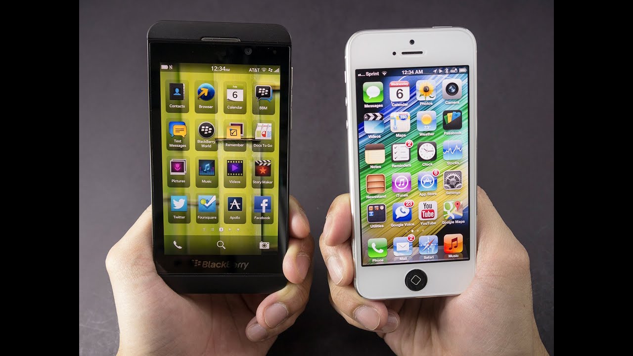 BlackBerry Z10 vs Apple iPhone 5 - YouTube