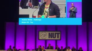 Andrew Winter Redbridge Delegate  talking at 2017 NUT conference