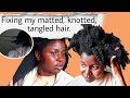 How to detangle hair for less breakage |Detangling matted, knotted,extremely tangled 4C Natural Hair