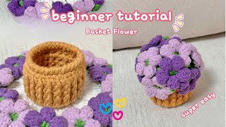 Crochet Basket Flower Bouquet | Crochet Ideas for Beginners