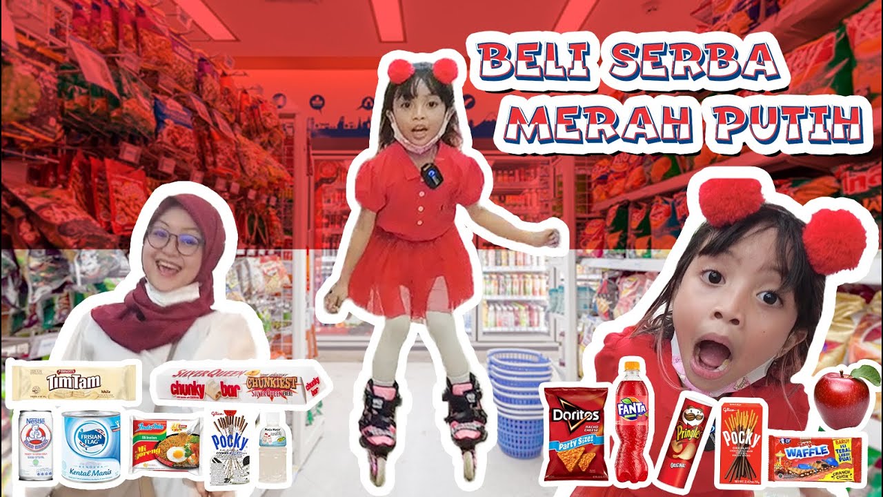 BELANJA SERBA MERAH PUTIH, PAKE SEPATU RODA