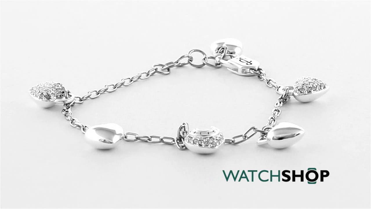 Juicy Couture Jewellery Ladies' Silver Plated Pave Heart Charm Bracelet (WJW682-040-U)