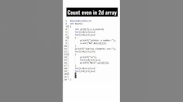 count even in 2d array | #clanguage #shorts #cprogramming