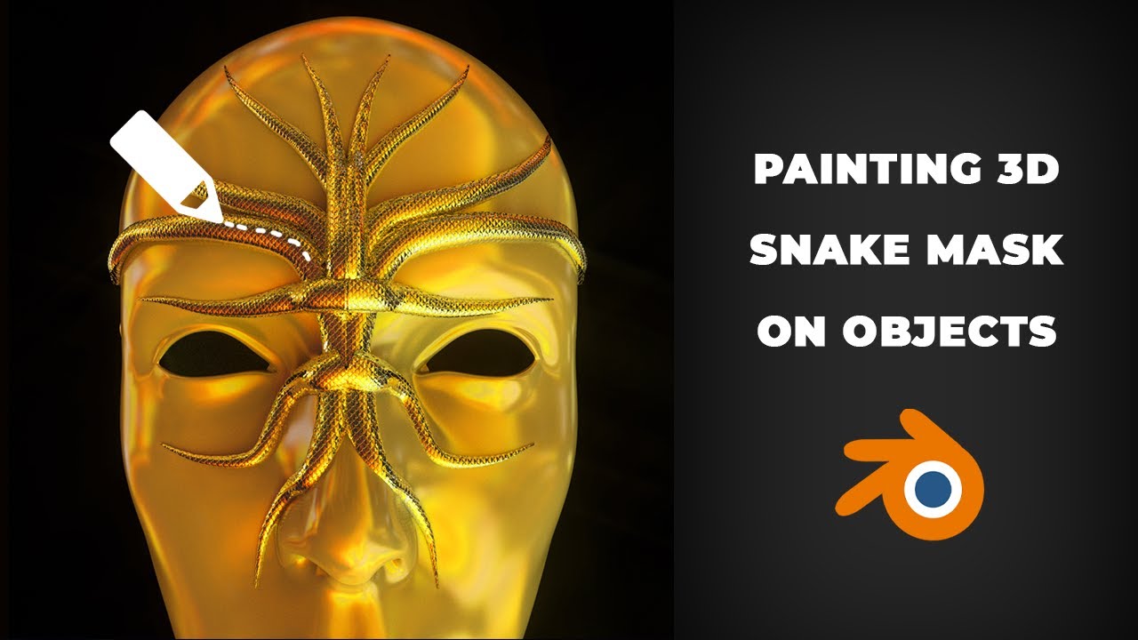 Blender Tutorial - Painting Iridescent / holographic/ chrome 3d snake mask
