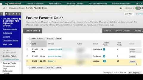 Blackboard 9.1.13: Grade Discussion Board Thread
