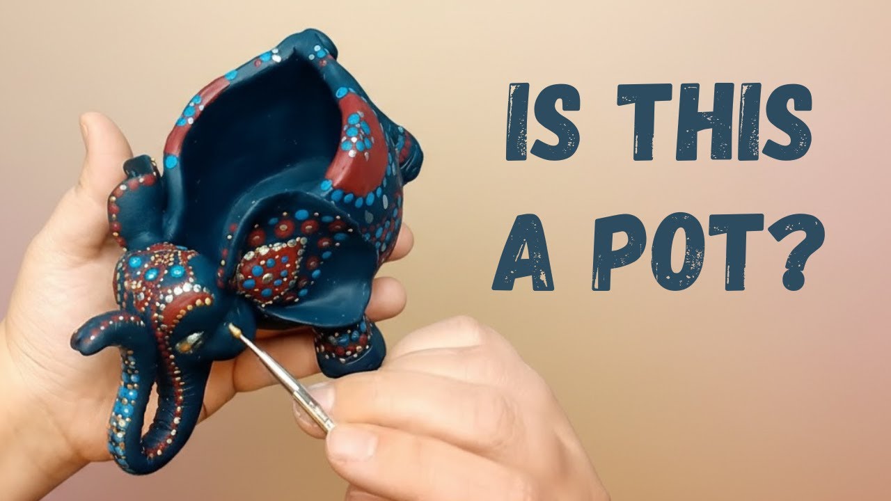 Elephant-Themed Clay Flower Pot | Hindu New Year Inspired Handmade Decor