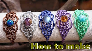 How to make macrame stone bracelet,Tutorial diy handmade,Thread bracelet tutorial,มาคราเม่ชือกเทียน