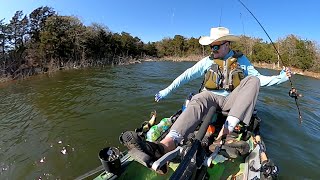Oklahoma PreSpawn kayak bass fishing with Barely Fishing!