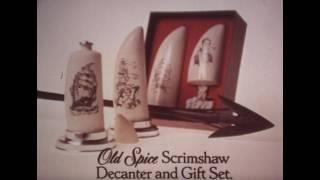 1975 Old Spice Scrimshaw Decanter Gift Set Commercial