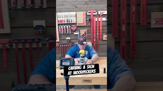 Had the honor of carving a sign at the ​⁠@WoodpeckersLLC  studio. #instudio #woodsigns #freehand