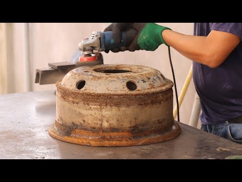 видео: DIY wooden stove from old car rims