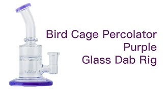 7.6" Bird Cage Percolator Purple Glass Dab Rig | PuffingBird.com