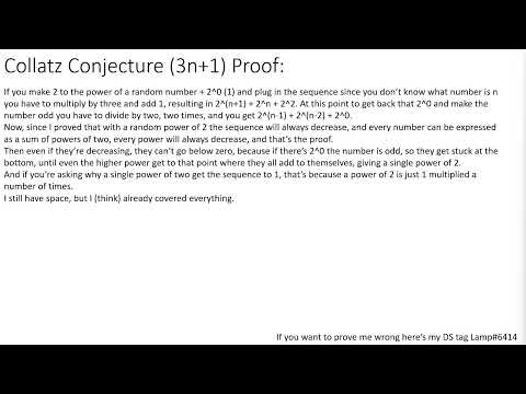 Collatz Conjecture (3n+1) Proof