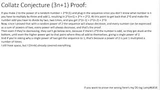 Collatz Conjecture (3n+1) Proof