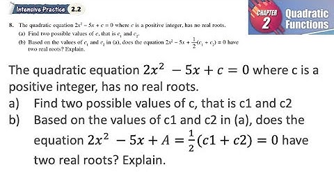 Quadratic Functions intensive practice 2.2 Q8 | latihan intensif 2.2 | has no real roots