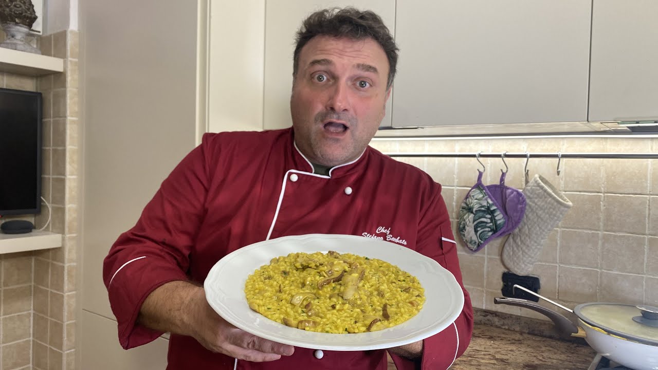 Risotto all'onda con Porcini, Pancetta e Zafferano