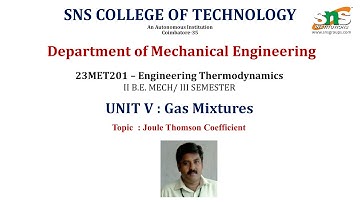 Joule Thomson coefficients-Experiment | 23MET201 Engineering Thermodynamics| SNS Institutions