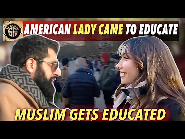 American Girl Came to Educate Muslim Got Educated Speaker's corner class=