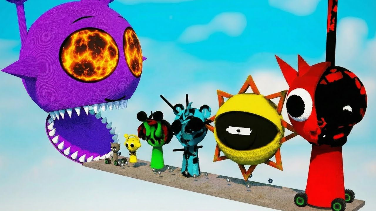 Big & Small INCREDIBOX Sprunki CARS Vs Giant DURPLE Sprunki with LAVA Portal| TEARDOWN