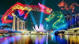 Singapore Marina Bay Flying Dragon 2024 Drone Light Show  Celebrating Chinese Lunar New Year  m3m